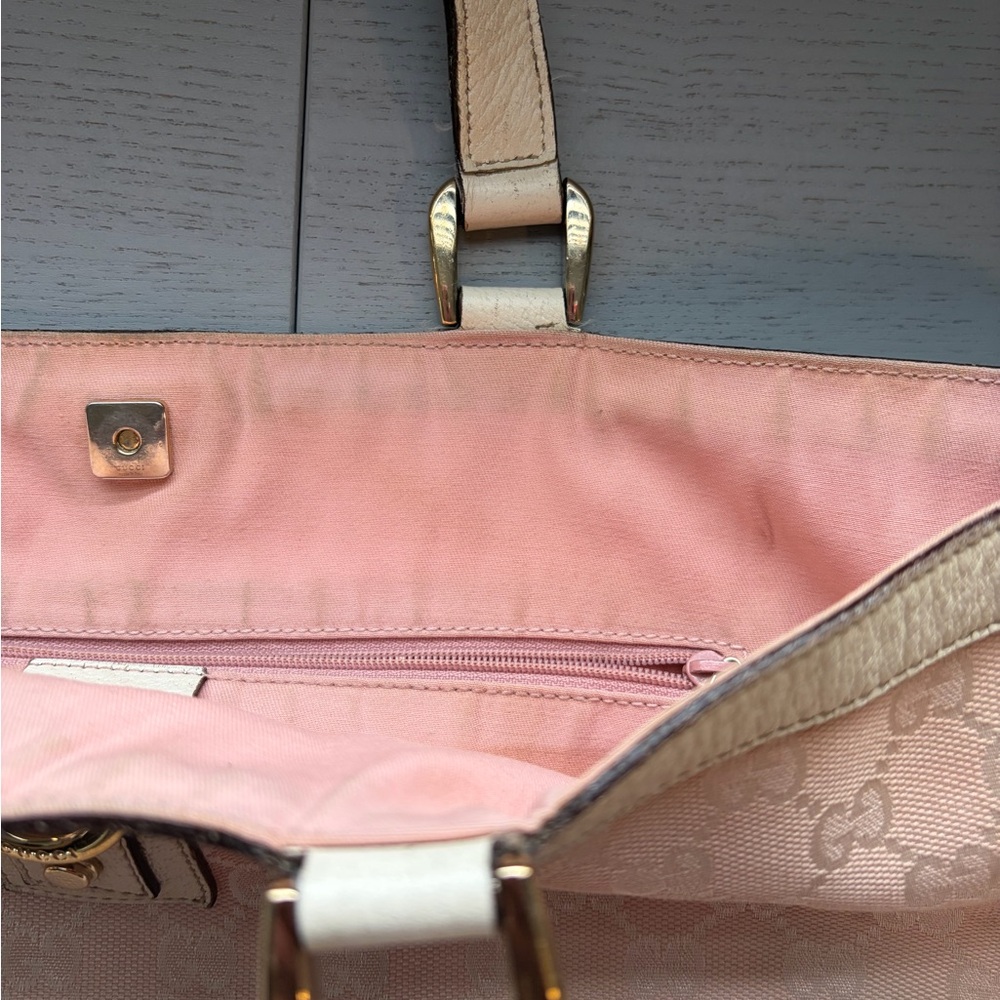Gucci GG Canvas Tote & Wallet Set Pink Beige Monogram Vintage Luxury Bundle - Picture 7 of 16